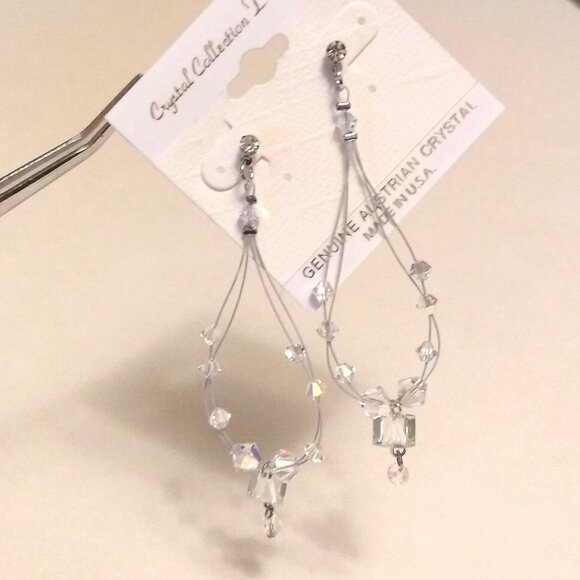 NEW Genuine Clear Austrian Crystal Handcrafted Drop Dangle Earrings  Jewelry - Picture 4 of 9